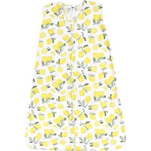 Hudson Baby Unisex Baby Cotton Sleeveless Wearable Sleeping Bag, Sack, Blanket, Lemon, 0-6 Months