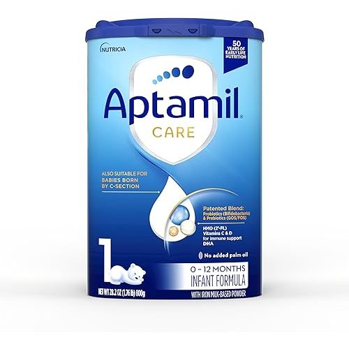 Aptamil Care Stage 1, Milk Based Powder Infant Formula, Also for C-Section Born Babies, with DHA & ARA, Omega 3 & 6, Prebiotics, Contains No Palm Oil, 28.2 Ounces