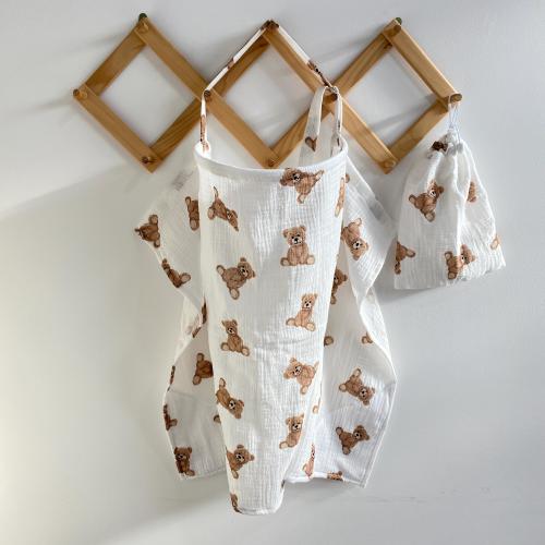 Muslin Nursing Cover For Baby Breastfeeding, mother&#39;s day gift, Pregnancy Gift, Breastfeeding shawl Apron with teddy bear,  baby shower gift