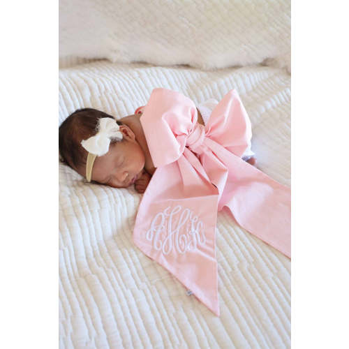 Personalized Newborn Bow Sash | Sweet Pink