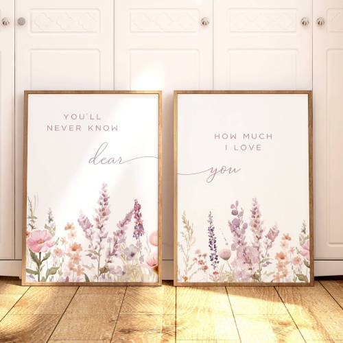 18x24 Unframed Wildflower Nursery Wall Art Pink Flower Purple Nursery Print Floral Nursery Art Girl Nursery Decor You'll Never Know Dear Nursery Print Gift