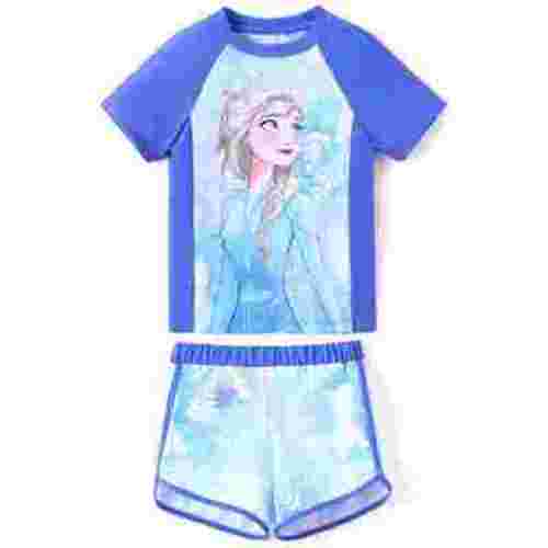 Disney Frozen Girls Swimsuits Sets Elsa Graphic Swim Shirt and Shorts Tankini Bathing Suit Size 2-6
