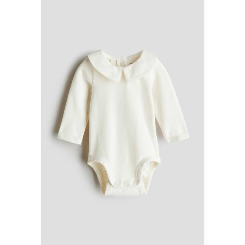 COTTON BODYSUIT WITH MUSLIN COLLAR