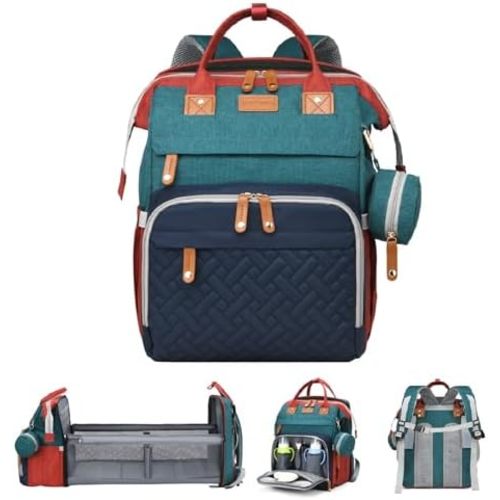 Baby Diaper Bags with Changing Station, Large Capacity Diaper Bag Backpack for Moms Dads with USB Charging Port,Travel Baby Bag with Pacifier Case & Stroller Straps(Up-Multicolor)
