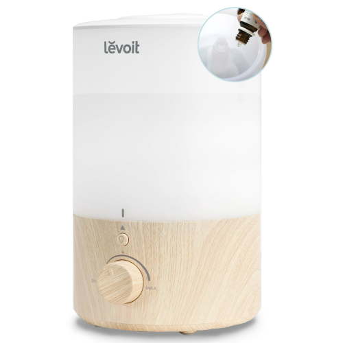 Levoit Cool Mist Humidifier for Room, 3L Top Fill humidifier for Large Rooms, Bedrooms, Baby, With Nightlight, Dual 150, Wood