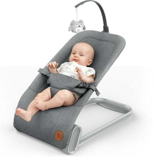 Baby Bouncer Seat for Infants, BabyBond Baby Bouncer with Sturdy Base, Portable Bouncer for Babies with Natural Vibrations (Grey)