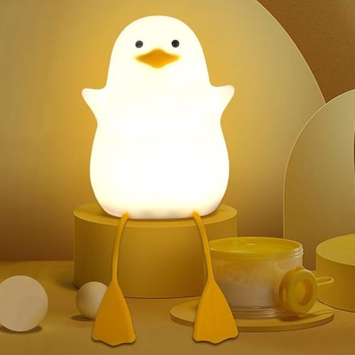 Cute Night Light for Kids, Soft Silicone LED Touch Toddler Lamp with Timer, USB Rechargeable Dim Feeding Warm White Nightlight, Desk Bedside Bedroom Decor Gifts for Baby Children Women Birthday