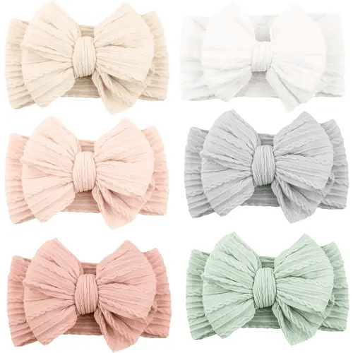 Niceye Handmade Baby Headbands Soft Stretchy Nylon Hair Bands with Bows for Newborn Infant Baby Toddler Girls