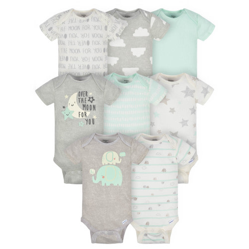 Gerber 8-Pack Short Sleeve Onesies Bodysuits for Baby Boy and Girl (Unisex)