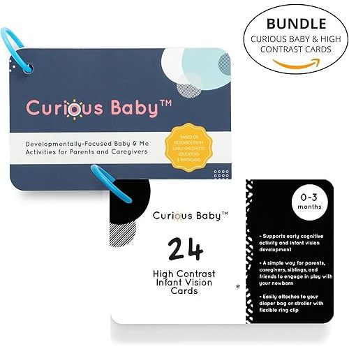 Curious Baby Activity Cards and High Contrast Infant Vision Cards Bundle