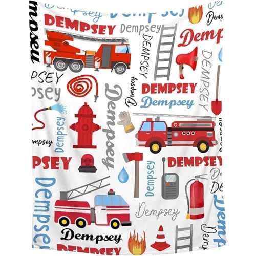Personalized Fire Truck Baby Blanket, 40"x50"