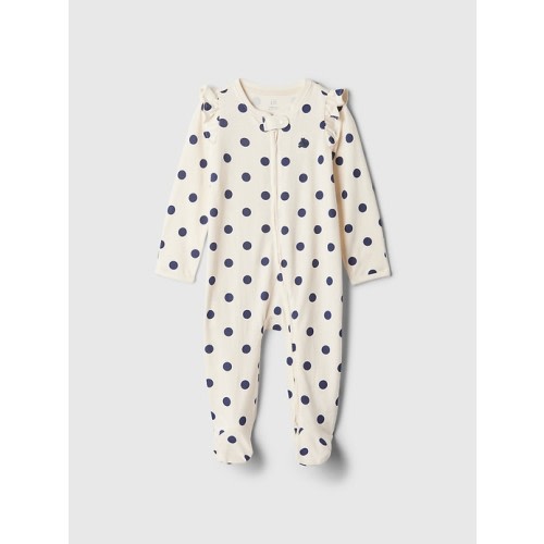 Baby First Favorites Organic Cotton Footed One-Piece in ivory frost, size: 0-3 M