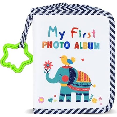Baby's My First Family Album Soft Photo Cloth Book Elephant My First Book of Photos Baby Memory Album Gift Holds 4x6 Pictures for Babies Newborn Toddler & Kids Baby Shower
