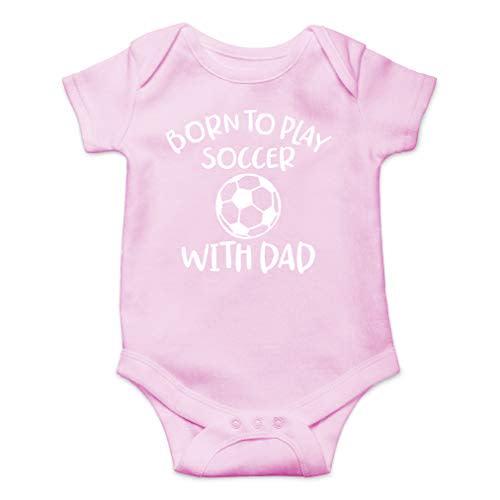 AW Fashions Born to Play Soccer with Dad Baby Bodysuit Funny Family Newborn Outfit for Boys or Girls