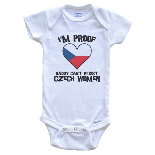 I&#39;m Proof Daddy Can&#39;t Resist Czech Women Funny Czech Republic Flag Heart   Baby Bodysuit - Cute One Piece Baby Bodysuit