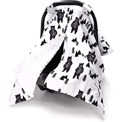 TANOFAR Carseat Covers Baby Boy & Girl, Peekaboo Opening Infant Car Seat Cover for Winter, Warm & Cozy, Bear