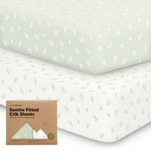 KeaBabies 2pk Soothe Fitted Crib Sheets Neutral, Organic Baby Crib Sheets, Fits Standard Nursery Baby Mattress (Foxtrot)