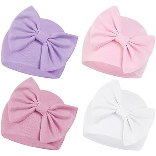 Century Star Newborn Baby Girl Bow Hats Headbands and Baby Mittens Set Infant Beanie Caps for Halloween and Christmas