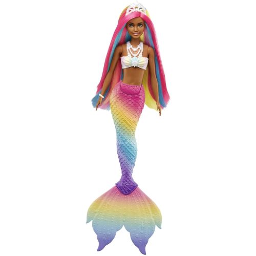 Barbie Dreamtopia Doll, Rainbow Magic Mermaid with Rainbow Hair & Light Brown Eyes, Water-Activated Color-Change Feature on Hair & Tail