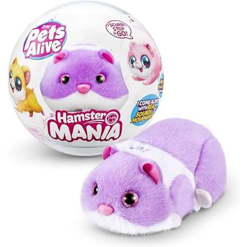 Pets Alive Hamstermania (Purple) by ZURU Hamster, Electronic Pet, 20+ Sounds Interactive, Hamster Ball Toy for Girls and Children