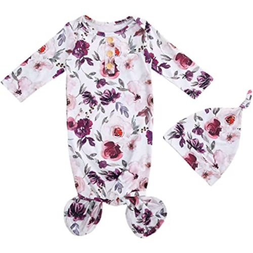 Infant Newborn Baby Girls Floral Sleep Gown Headband Sleepwear Romper Sleeping Bags Outfits