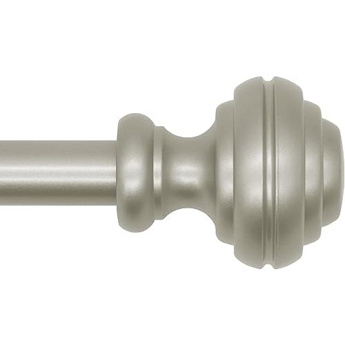 Nickel Curtain Rods for Windows 16-45 inch,3/4 inch Heavy Duty Adjustable Decorative Curtain Rod with Modern Finials,Window Rods for Bedroom, Living Room,Patio and Kitchen