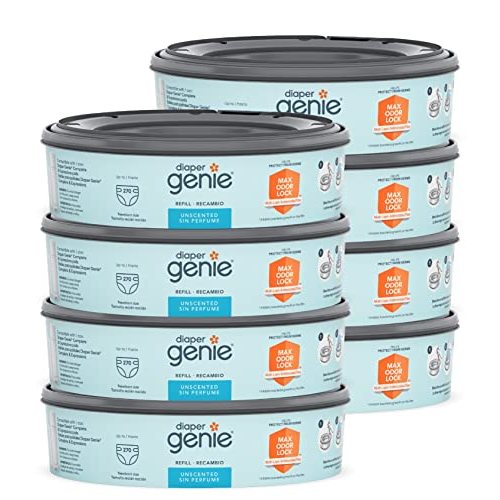 Diaper Genie Bags Refills 270 Count (Pack of 8) with Max Odor Lock | Holds Up to 2160 Newborn Diapers