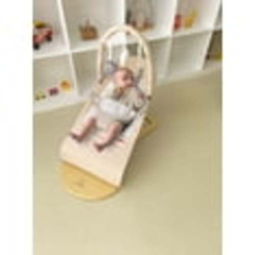 Avenlur Fir Baby Bouncer - Wooden Ergonomic Infant Rocker with Play Arch & Hanging Toys, Foldable Portable Design for Newborns & Toddlers, Soft & Safe Fabric for Sensory Development, Easy to Clean