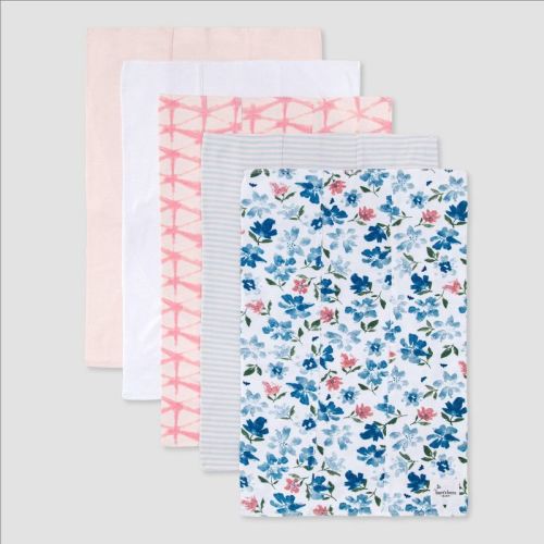 Burt's Bees Baby® Set of 5 Botanical Garden Dawn Burp Cloth - Light Pink