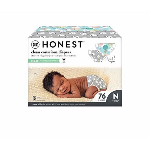The Honest Company Clean Conscious Diapers, Above It All + Pandas, Size NB, 76 Count Club Box