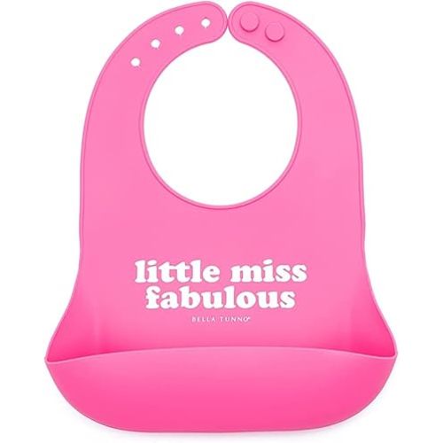 Baby Bib for Eating by Bella Tunno, Waterproof Silicone Bib with Large Food Catcher, Adjustable Fit for Babies 4-12 months & Toddlers 1-3 Years, Boys & Girls, Little Miss Fabulous