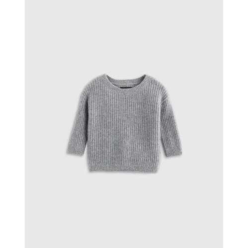 Mongolian Cashmere Fisherman Tunic Sweater - Baby in Heather Grey