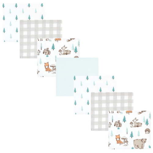 Hudson Baby Cotton Flannel Receiving Blankets Bundle, Neutral Woodland Pals, One Size
