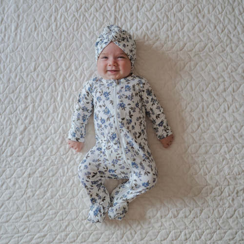 Zipper Footie Onesie in Bluebell