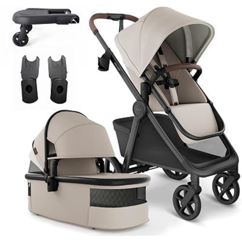 Mompush Ultimate 3 Stroller with Rider Board and Car Seat Adapter, Premium Convertible Full-Size Stroller for Infant and Toddler with Reversible Seat, All-Terrain Stroller with All-Wheel Suspension