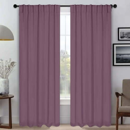 Superior Solid Blackout Back Tab Curtains, Set of 2, 42" x 96", White