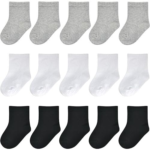 Baby Socks Infant White Crew Socks Newborn Dress Socks Baptism Christening Baby Girls Boys 0-3/3-6/6-12 months 15 Pack