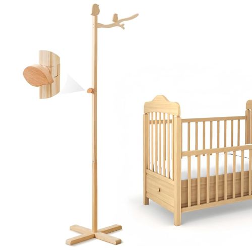 Floor Standing Crib Mobile Arm 57.8 Inch Wooden Baby Mobile Arm for Crib Movable Baby Mobile Hanger with Hook Anti-Dumping Baby Mobile Holder Floor Stand Nursery Decor