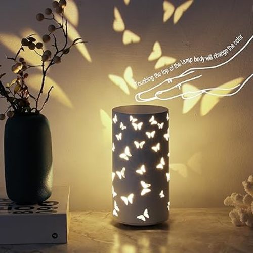 Butterfly Night Light - USB Table Lamp with Rotating Projection, Portable Bedside Light for Bedroom, Coffee Shop, Gifts for Women, Mom, Birthday