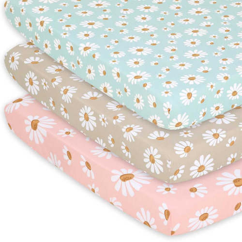 Daisy Dreams Playard Mini Crib Sheets, 3-Pack