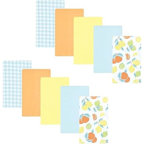 Hudson Baby Unisex Baby Flannel Burp Cloth 10pk, Citrus Mint, One Size