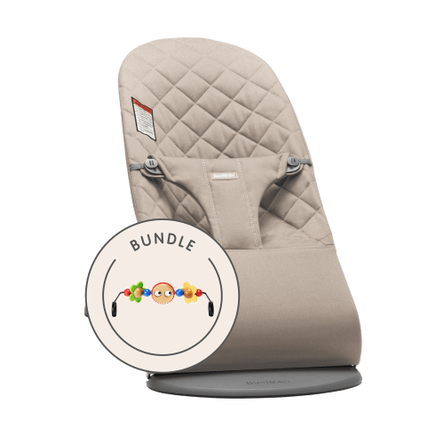 Bouncer Bundle with Toy: Sand gray - Woven, Classic quilt