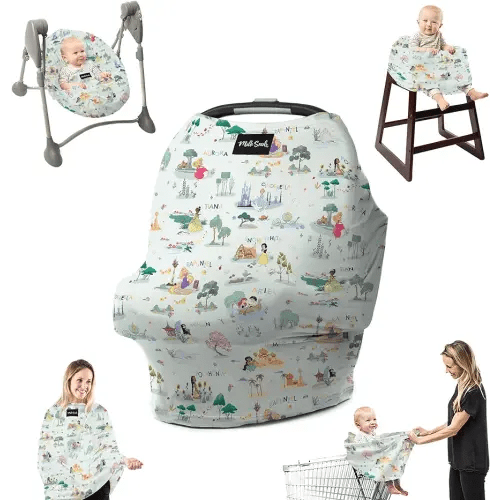 Milk Snob Original Disney Enchanted Kingdoms 5-in-1 Cover, Added Privacy for Breastfeeding, Baby Car Seat, Carrier, Stroller, High Chair, Shopping Cart, Lounger Canopy, Newborn Essentials, Nursing Top
