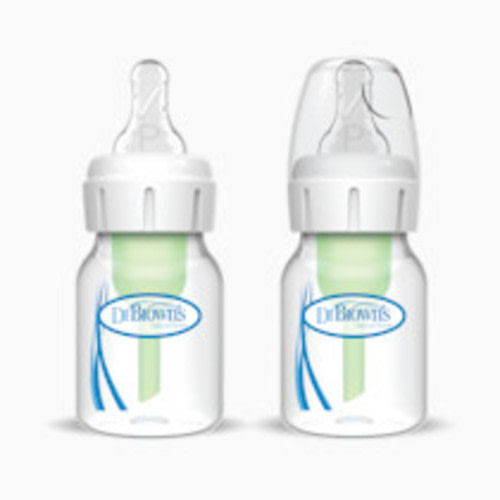Dr. Brown's Anti-Colic Options+ Narrow Anti-Colic Baby Bottle with Preemie Nipple - Clear/White, 2 Oz