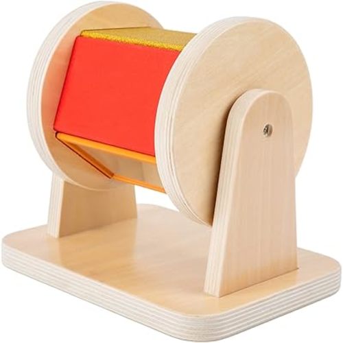 Montessori Medium Size Spinning Drum with Multiple Materials Montessori Toys for Infant 6-12 Months 1 Year Old Babies Toddlers (Medium Size)