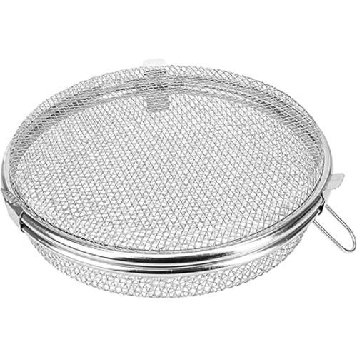 Dishwasher Container 7'' for Small Items, Basket Cage for Bottle Parts, Silverware, Stainless Steel Strainer Fruit Washing Bowl with 3 Buckles, Fine Mesh, Round Scratchproof Draining Baskets
