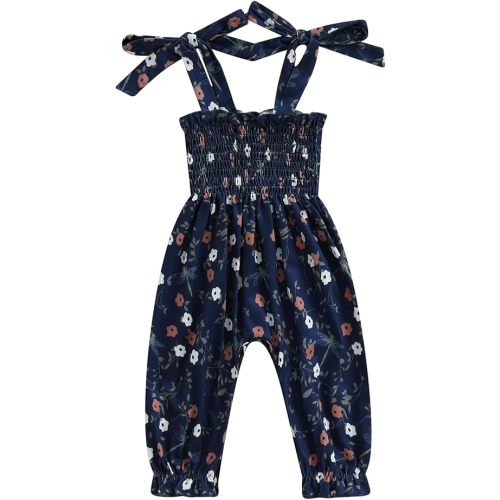 Summer One Piece Outfits Infant Baby Girl Romper Jumpsuit Sleeveless Ruffle Halter Floral Bodysuit Clothes