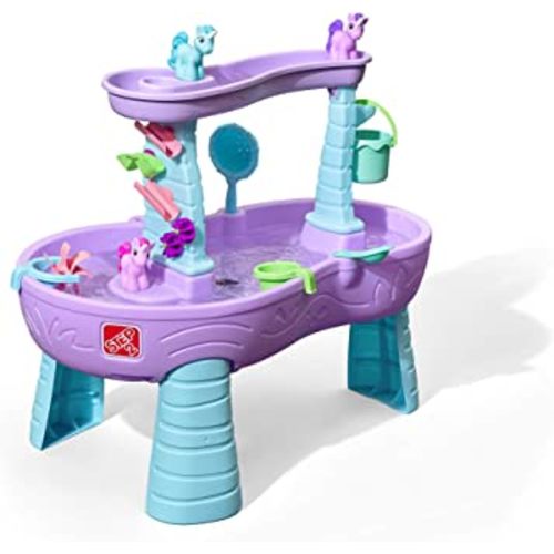 Step2 Rain Showers & Unicorns Water Table – Kids Purple Water Play Table with 13-Pc Unicorn Accessory Set