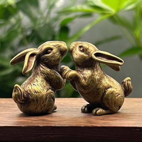 Tainini Brass Gold Bunny Figurine Easter Decor, Modern Vintage Bunny Ornament for Easter Centerpiece,Decorate Rooms and Offices,Christmas Day