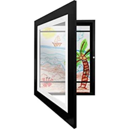 Amazon.com: Americanflat Front Loading Kids Art Frame in Black - 8.5x11 Picture Frame with Mat and 10x12.5 Without Mat - Kids Artwork Frames Changeable Display - Frames for Kids Artwork Holds 100 Pieces : Everything Else